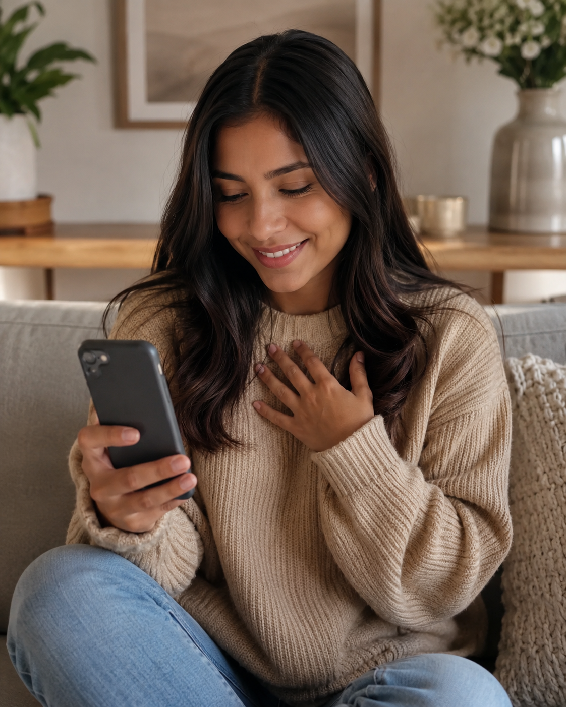 Persona emocionada al recibir una sorpresa digital